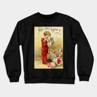 Vintage Valentine Boy Crewneck Sweatshirt